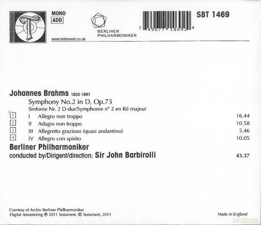 Johannes Brahms: Symphonie Nr.2 [CD]