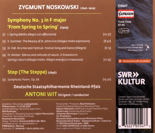 Zygmunt Noskowski: Symphonie Nr.3 From Spring to Spring (1903) [CD]