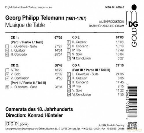 Georg Philipp Telemann: Tafelmusik Vol.1-4 (Teile 1-3) [4CD]