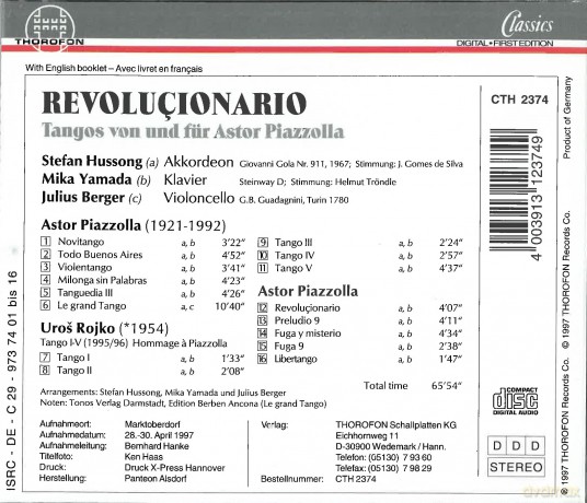 Astor Piazzolla: Tangos fur Akkordeon & Klavier [CD]