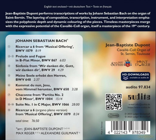Johann Sebastian Bach: Transkriptionen fur Orgel [CD]