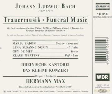 Johann Ludwig Bach: Trauermusik (f.Soli,Doppelchor,2 Orchester) [CD]