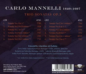Carlo Mannelli: Triosonaten op.3 Nr.1-12 [2CD]