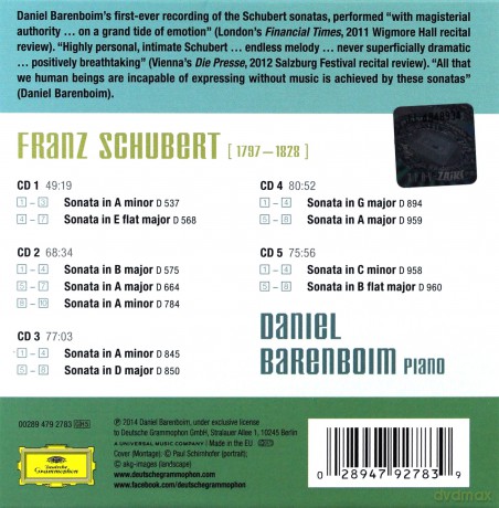 Daniel Barenboim: Schubert Piano Sonatas [CD]