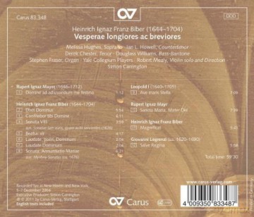 Heinrich Ignaz Biber: Vesperae longiores ac breviores (1693) [CD]