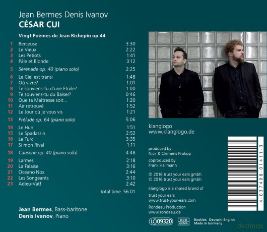 Cesar Cui: Vingt Poemes de Jean Richepin op.44 [CD]