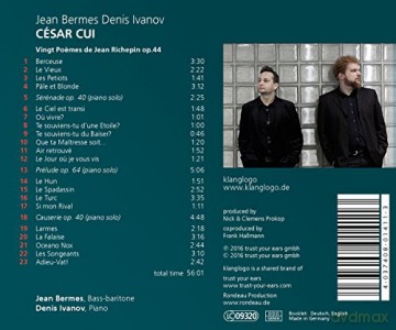 Cesar Cui: Vingt Poemes de Jean Richepin op.44 [CD]