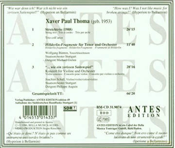 Xaver Paul Thoma: Violinkonzert ...wie ein zerrissen... [CD]