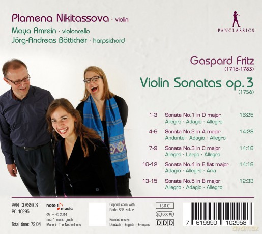Gaspard Fritz: Violinsonaten op.3 Nr.1-5 [CD]
