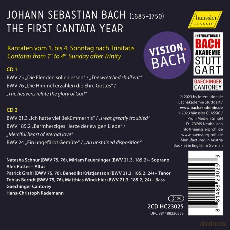 Johann Sebastian Bach: Vision.Bach 1 - Kantaten vom 1.bis 4.Sonntag nach Trinitatis des 1.Leipziger Jahrgangs [2CD]
