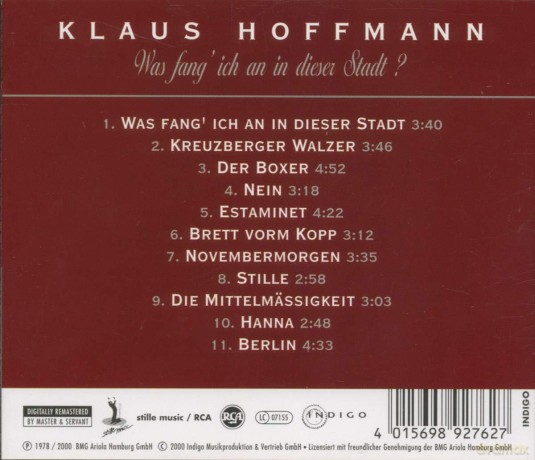 Klaus Hoffmann: Was fang ich an in dieser Stadt [CD]