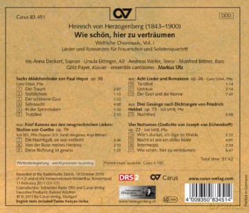 Heinrich von Herzogenberg: Weltliche Chormusik Vol.1 [CD]