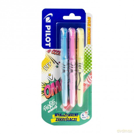 Zakreślacz wymazywalny Frixion light soft 3 kolory Pilot blister