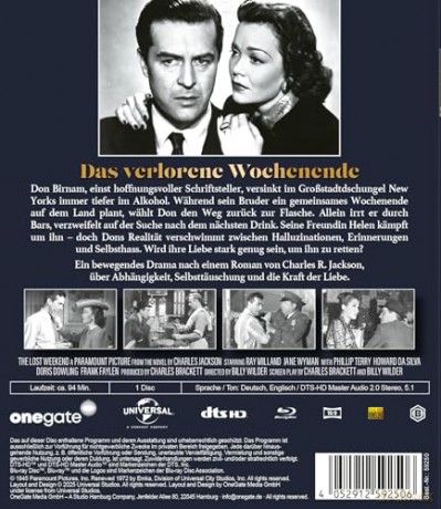 Das verlorene Wochenende [Blu-Ray]