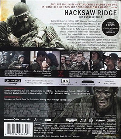 Hacksaw Ridge [Blu-Ray 4K]