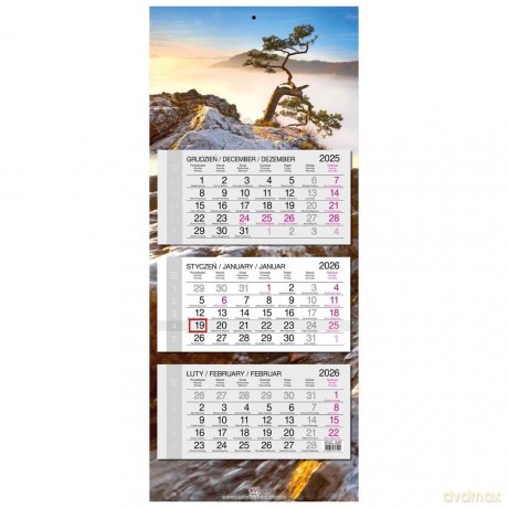Kalendarz 2026 trójdzielny główka płaska Pieniny [KALENDARZ]