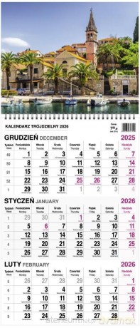 Kalendarz 2026 trójdzielny na spirali mały MIX [KALENDARZ]