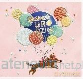 Karnet KW Urodziny - Pies z balonami