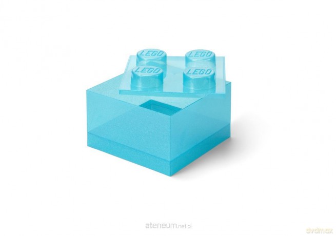 LEGO pojemnik klocek czwórka transparentny błękit