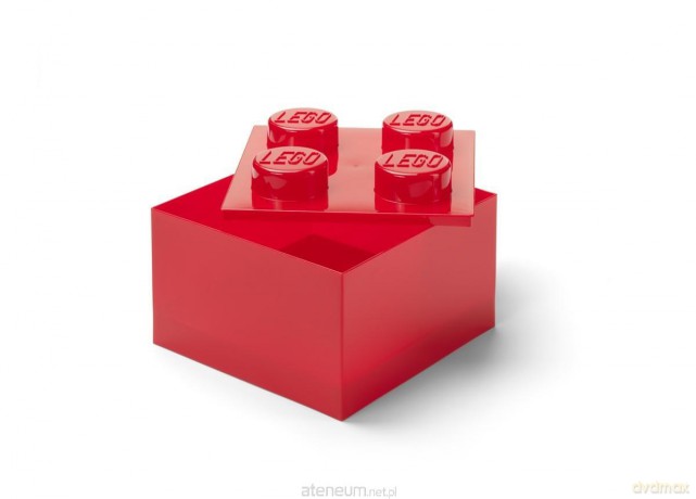 LEGO pojemnik klocek czwórka transparentny czerw.