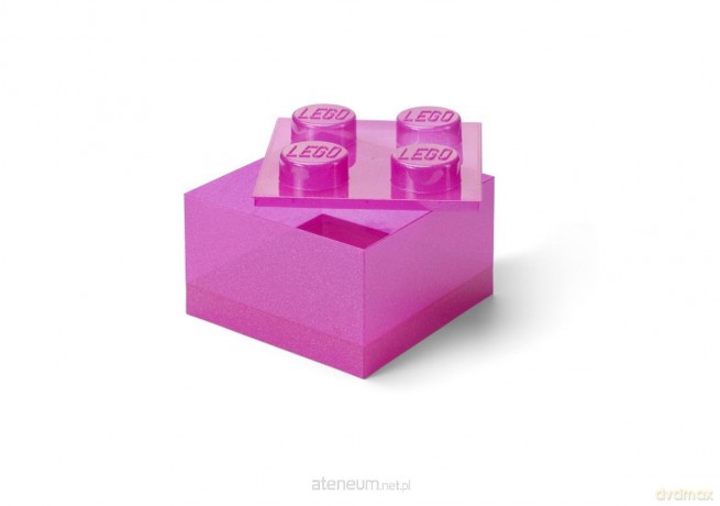 LEGO pojemnik klocek czwórka transparentny różowy