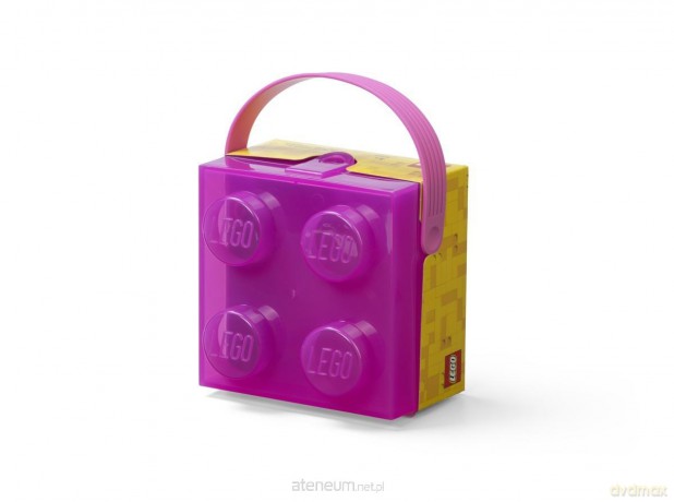 LEGO pojemnik klocek z rączką czwórka transp róż