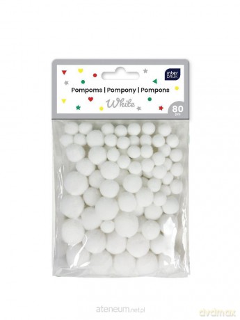 Pompony do dekoracji 80szt White