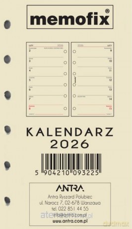 Wkład kalendarzowy 2026 Memofix A6 [KALENDARZ]