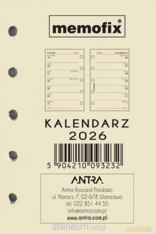 Wkład kalendarzowy 2026 Memofix A7 [KALENDARZ]