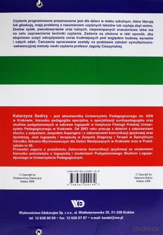 Czytanie Programowane. Ćwiczenia Dla Dzieci Z Dysleksją. - Katarzyna Sedivy [KSIĄŻKA]
