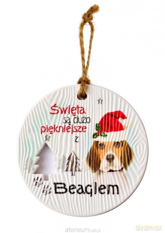 Zawieszka ceramiczna Boże Narodzenie Beagle
