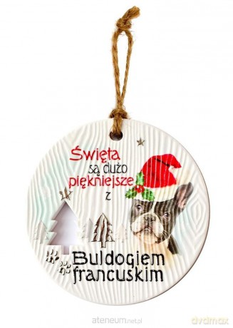 Zawieszka ceramiczna Boże Narodzenie Buldog fr.