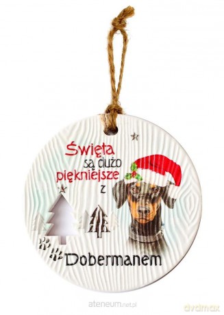 Zawieszka ceramiczna Boże Narodzenie Doberman