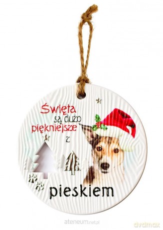 Zawieszka ceramiczna Boże Narodzenie piesek