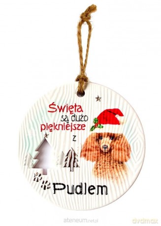 Zawieszka ceramiczna Boże Narodzenie Pudel
