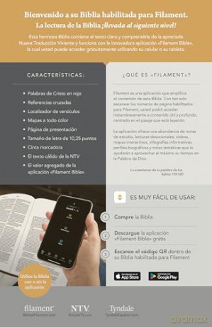 Biblia ultrafina NTV, letra grande con Filament - Tyndale House [KSIĄŻKA]