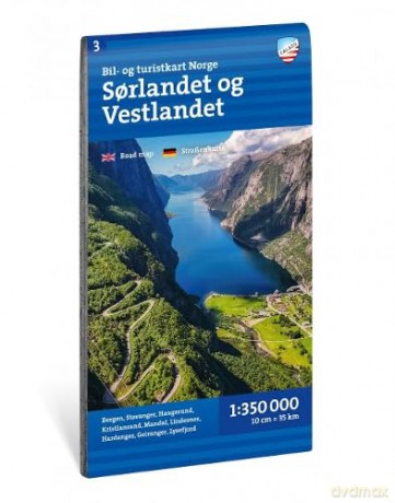 Car and tourist map of South and West Norway 1:350,000 - Calazo Forlag [KSIĄŻKA]