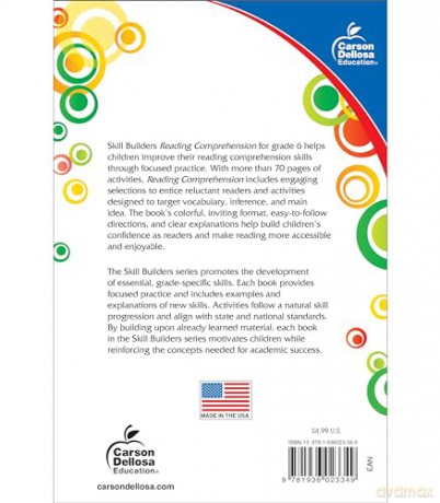 Carson Dellosa Skill Builders Reading Comprehension Workbook-Language Arts Grade 6 Reproducible Activity Book With Reading Passages and Activities [KSIĄŻKA]