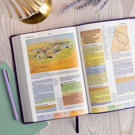 CSB Rainbow Study Bible, Purple LeatherTouch - CSB Bibles by Holman [KSIĄŻKA]