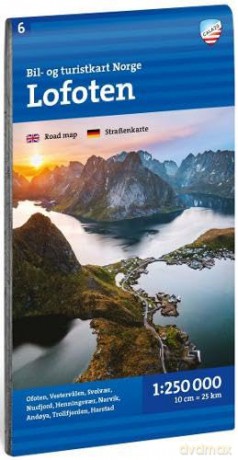 Lofoten Car and Tourist Map 1:250 000 - Calazo Forlag [KSIĄŻKA]