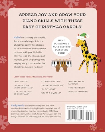 My First Christmas Piano Music: Easy-To-Play Holiday Songs for Kids - Emily Norris [KSIĄŻKA]