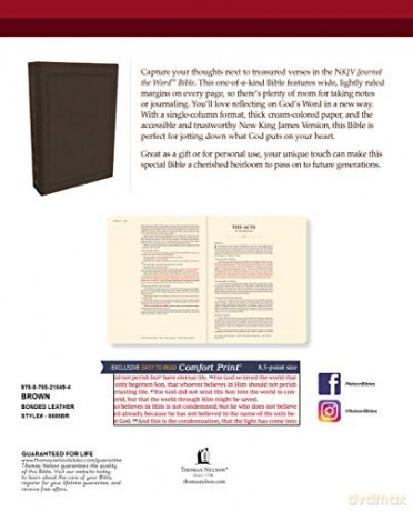 NKJV, Journal the Word Bible, Bonded Leather, Brown, Red Letter, Comfort Print: Reflect, Journal, or Create Art Next to Your Favorite Verses - Thomas Nelson [KSIĄŻKA]