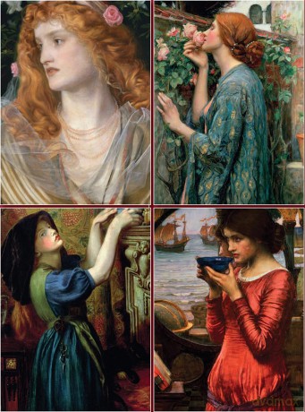 Set of Four Magnetic Notepads: Pre-Raphaelites: A Collection of Handy Notepads with Easy Magnetic Fastening, Contained Within a Decorative Box - Peony Press [KSIĄŻKA]