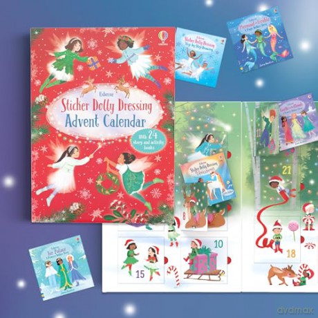 Sticker Dolly Dressing Kalendarz Adwentowy: A Festive Collection of Dress Up Sticker Dolls, Puzzles, and other Activity Books - Fiona Watt [KALENDARZ]