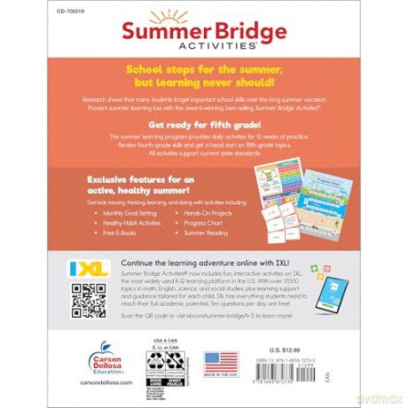 Summer Bridge Activities, Grades 4 - 5: Bridging Grades 4 to 5 - Carson Dellosa Education [KSIĄŻKA]