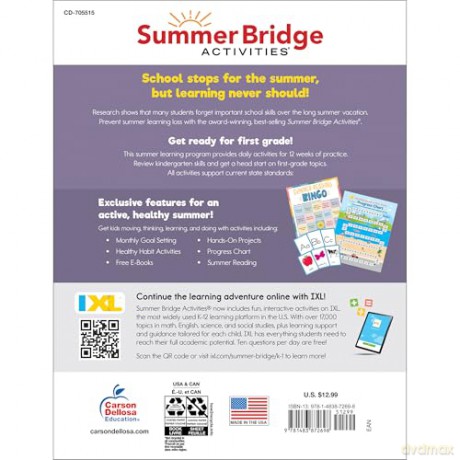 Summer Bridge Activities, Grades K - 1: Bridging Grades K to 1 - Carson Dellosa Education [KSIĄŻKA]