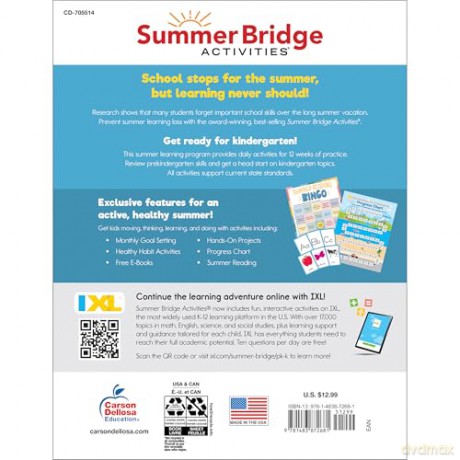 Summer Bridge Activities, Grades Pk - K - Carson Dellosa Education [KSIĄŻKA]