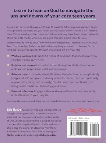 Teen Devotional for Girls: 52 Weeks of Inspiring Devotions, Scripture, and Prayers for Teenagers - Ellie Hunja [KSIĄŻKA]