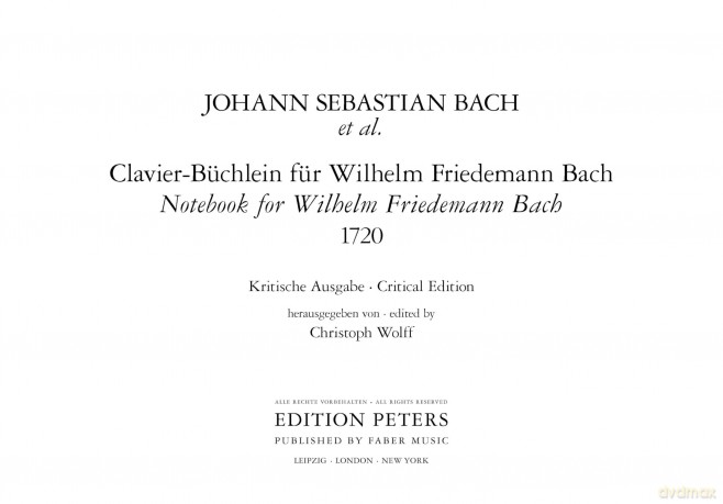 W.F. Bach: Notebook for Wilhelm Friedemann Bach - Johann Sebastian Bach [KSIĄŻKA]