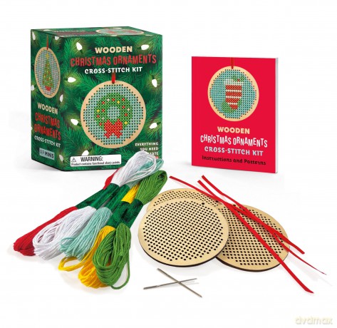 Wooden Christmas Ornaments Cross-Stitch Kit: Everything You Need to Create 3 Keepsakes - Dennis Caetano [KSIĄŻKA]
